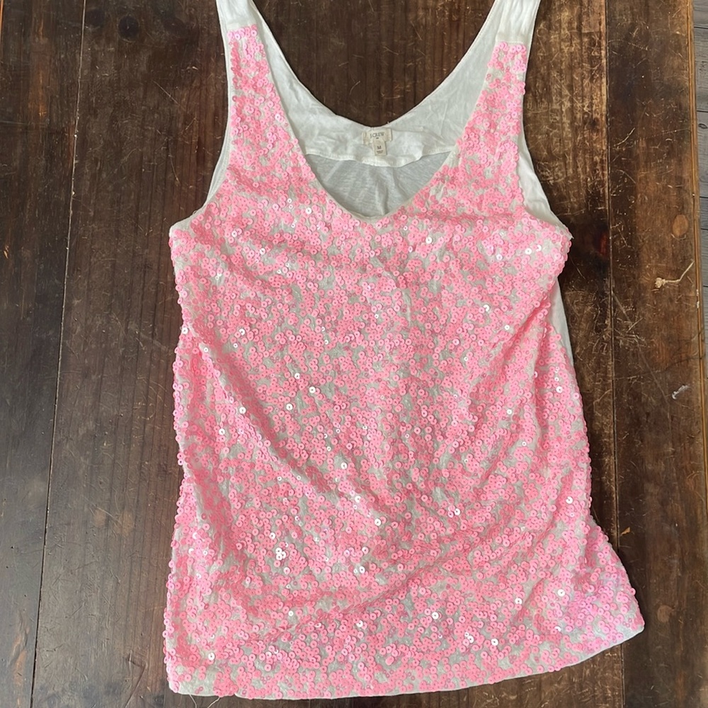 J.Crew pink sequin tank